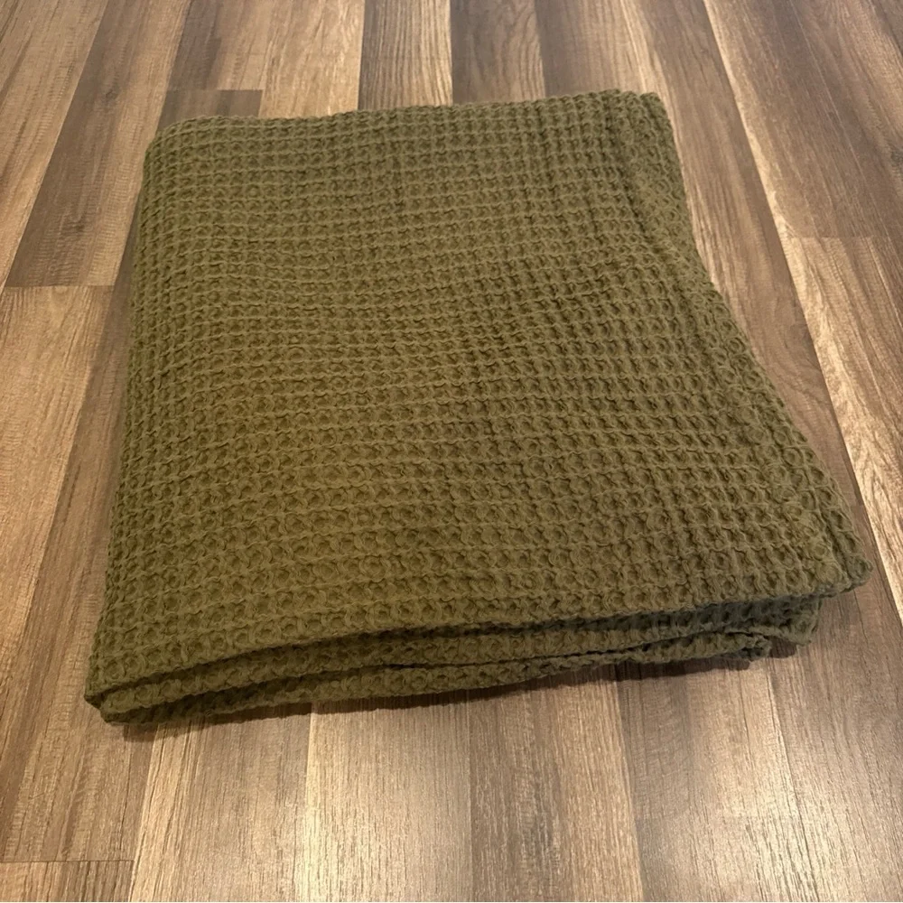 West Elm Waffle Shower Curtain - Dark Olive - 72”x74